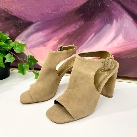 Vince Camuto Crebellan Block Heel Suede Sandal in Tan Size 8.5 - Picture 3 of 15